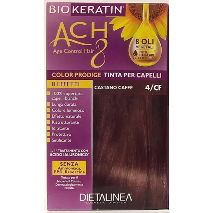 Biokeratin ACH8 Tinta Vegetale per Capelli Colore 4/CF Castano Caffè