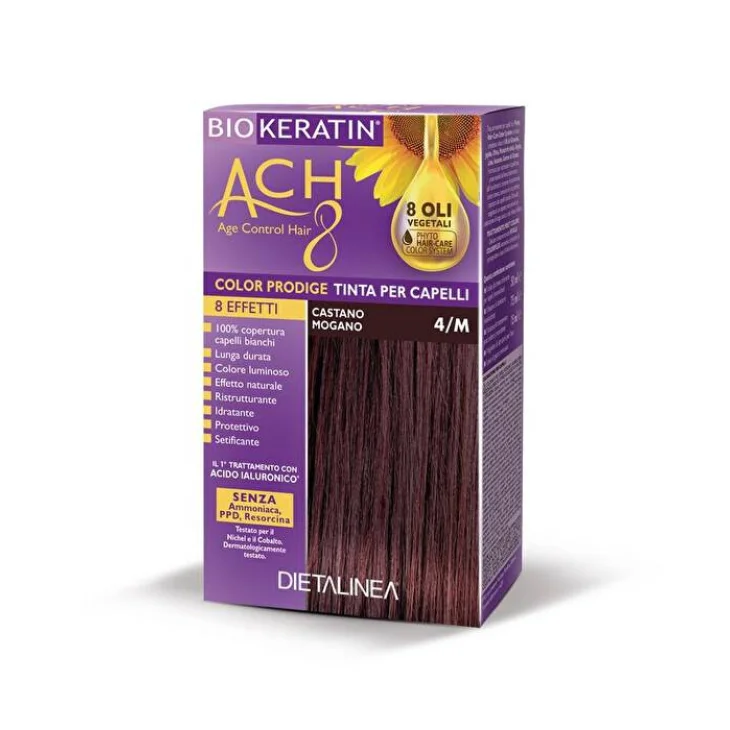 Biokeratin ACH8 Tinta Vegetale per Capelli Colore 4/M Castano Mogano