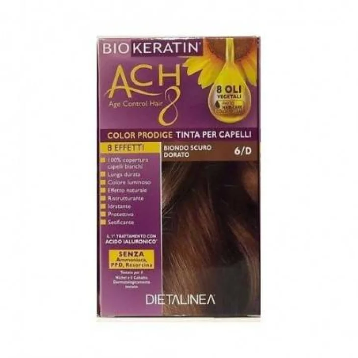 Biokeratin ACH8 Tinta Vegetale per Capelli Colore 6/D Biondo Scuro Dorato