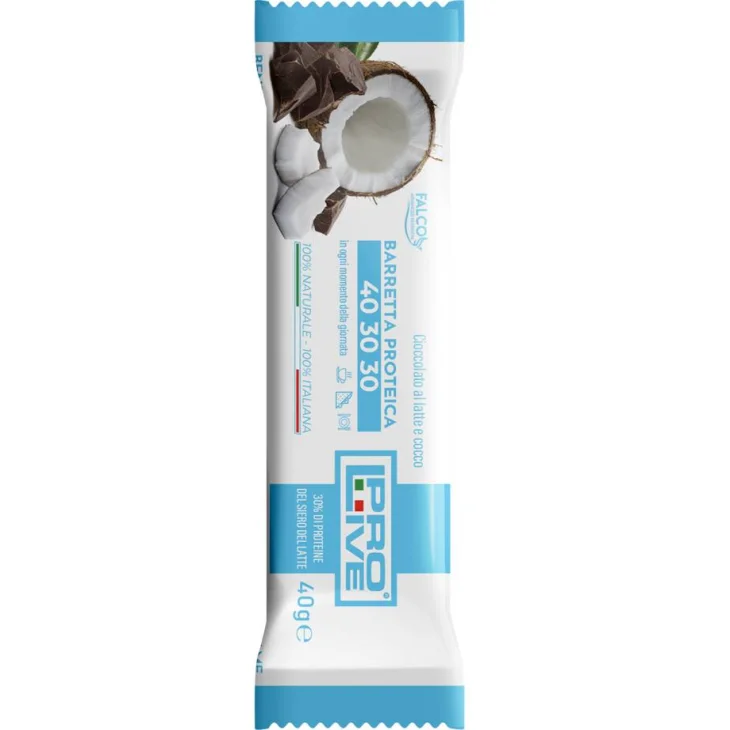 ProLive 40 30 30 Barretta proteica gusto cioccolato al latte e cocco 40 g