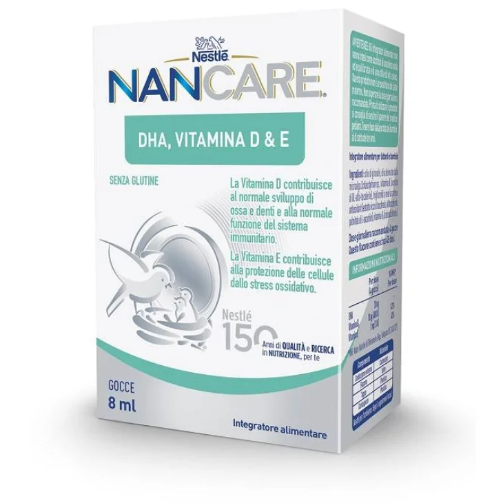 Nestlè Nancare Gocce Integratore Vitamina D, E e DHA per Lattanti 8 ml