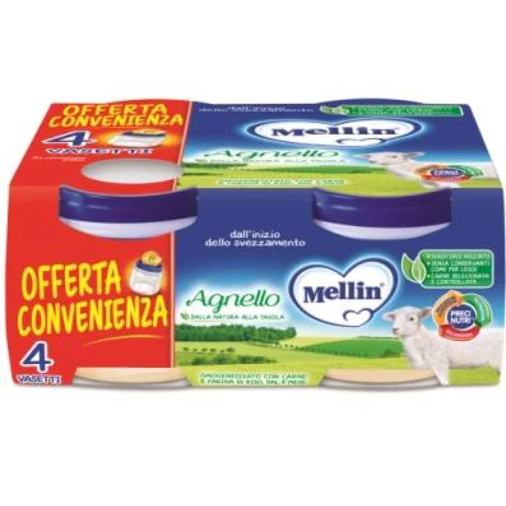 Mellin Agnello Omogeneizzato 4 Pezzi x 80 g