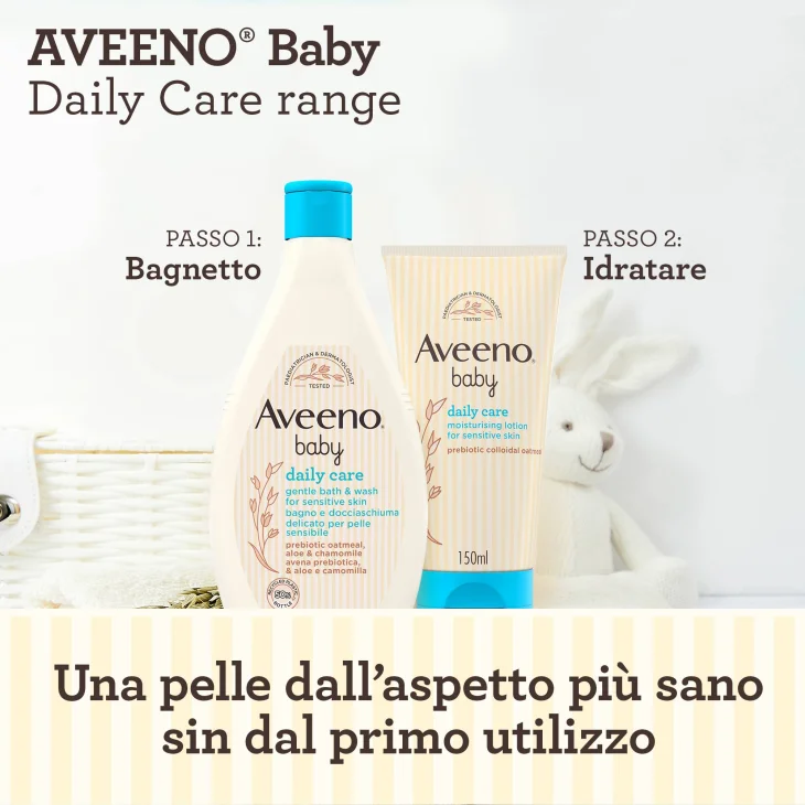 Aveeno Crema Idratante Viso e Corpo per Bambini Daily Care Assorbimento Rapido 150ml