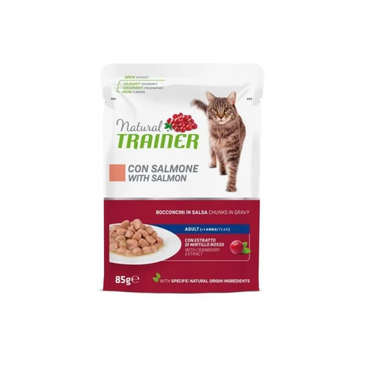 Trainer Natural Cat Adult Salmon Cibo Umido per Gatti Gusto Salmone Busta 85 g