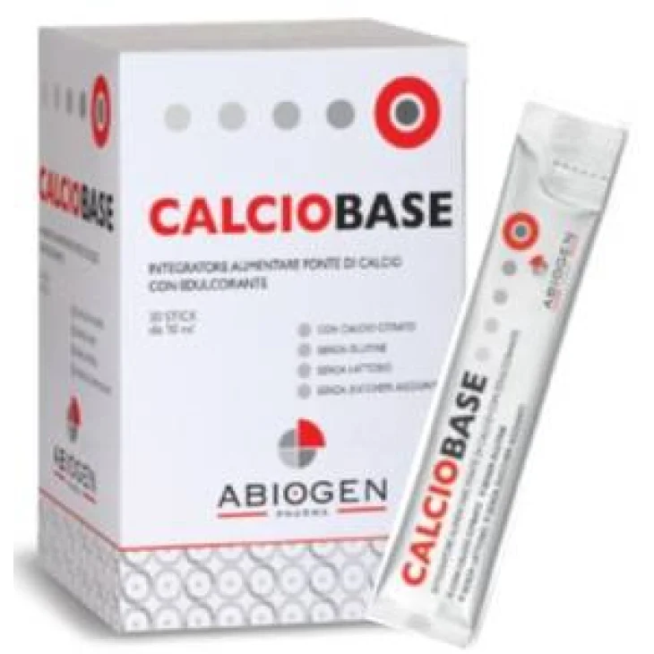 CALCIOBASE 30 STICK DA 10 ML SENZA ZUCCHERI AGGIUNTI SENZA GLUTINE E SENZA LATTOSIO