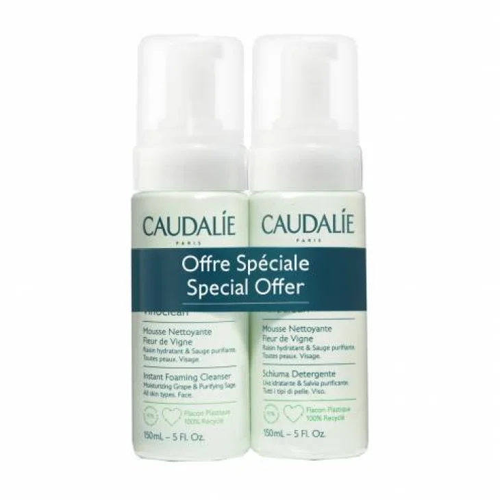 OFFERTA Caudalie Vinoclean Schiuma Detergente Viso 2x150 ml