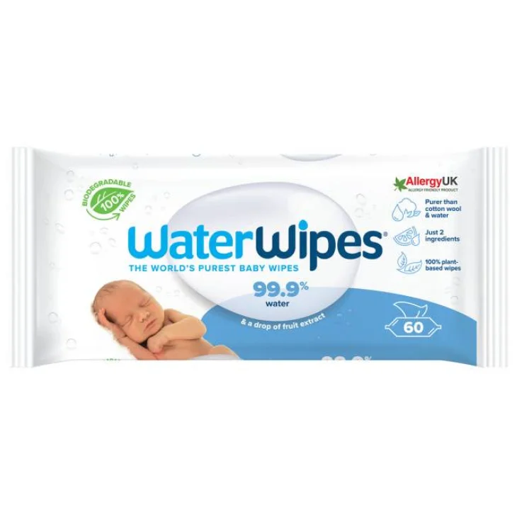 Waterwipes Salviette Umidificate Biodegradabili 60 Pezzi