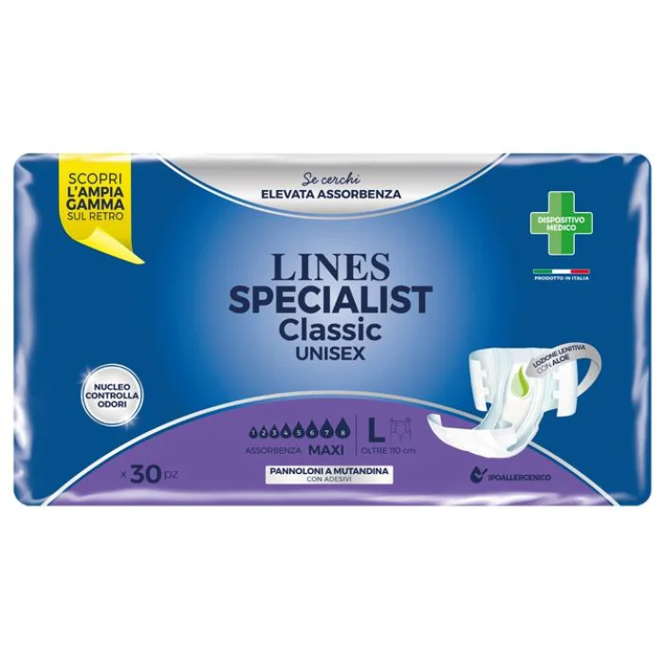 Lines Specialist Classic Pannolone Mutanda Maxi Taglia Large 30 Pezzi