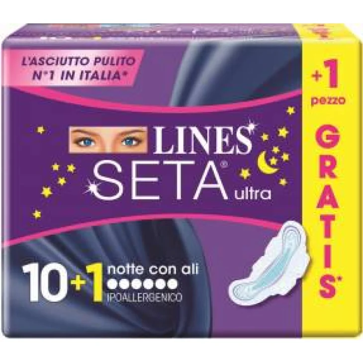 Lines Seta Ultra Notte Assorbenti 10+1 Gratis