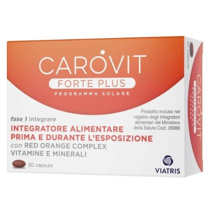 Carovit Forte Plus Programma Solare Integratore Pre-Durante l'Esposizione Solare 30 compresse