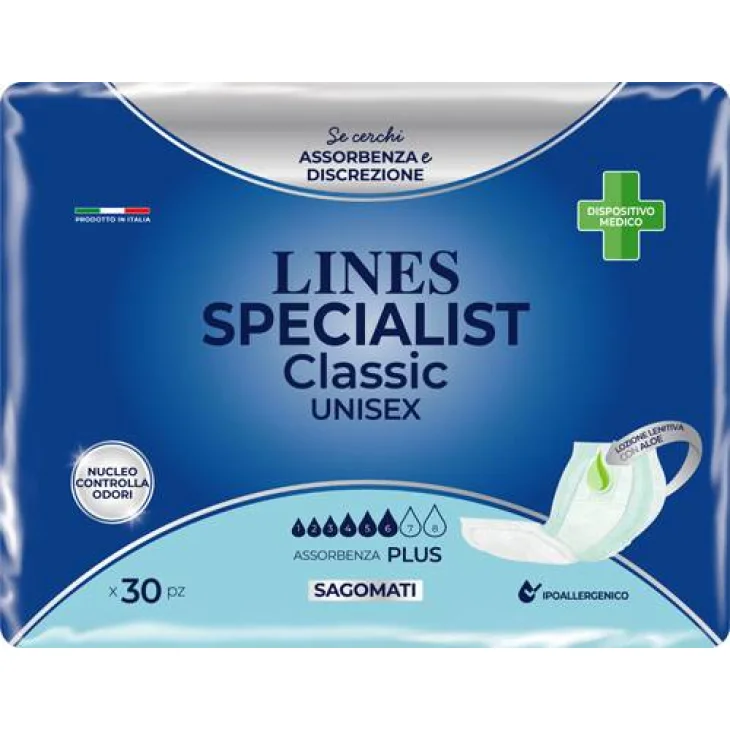 Lines Specialist Classic Pannolone Sagomato Plus 30 Pezzi