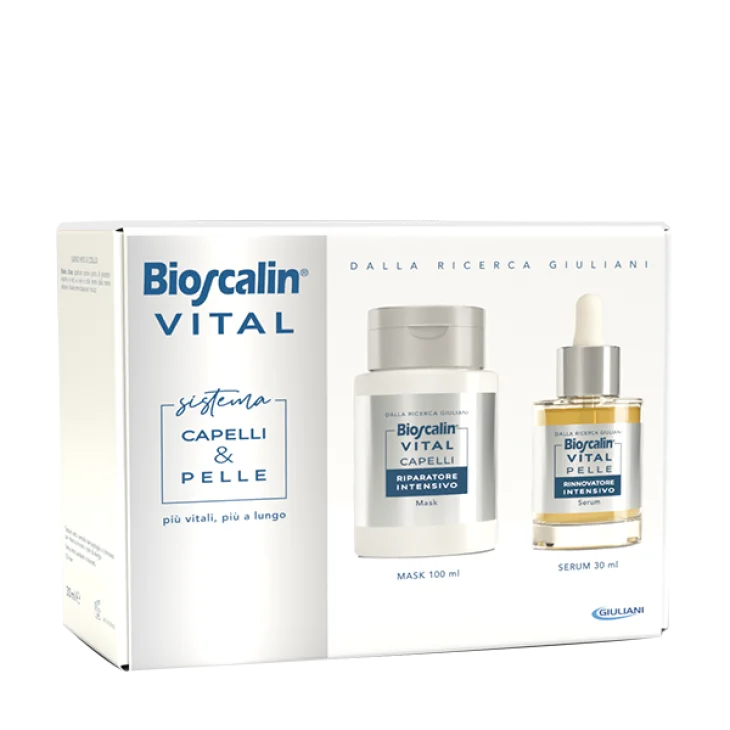 Bioscalin Vital Sistema Capelli & Pelle Siero Rinnovatore Viso e Collo + Maschera Riparatrice Capelli