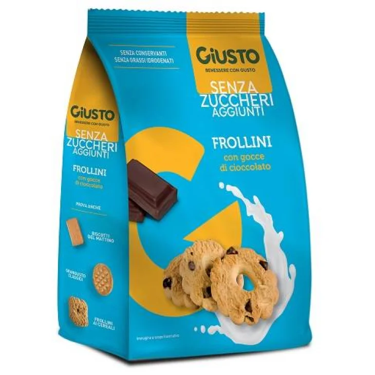 Giusto Frollini con Gocce di Cioccolato senza Zucchero e glutine 350 g