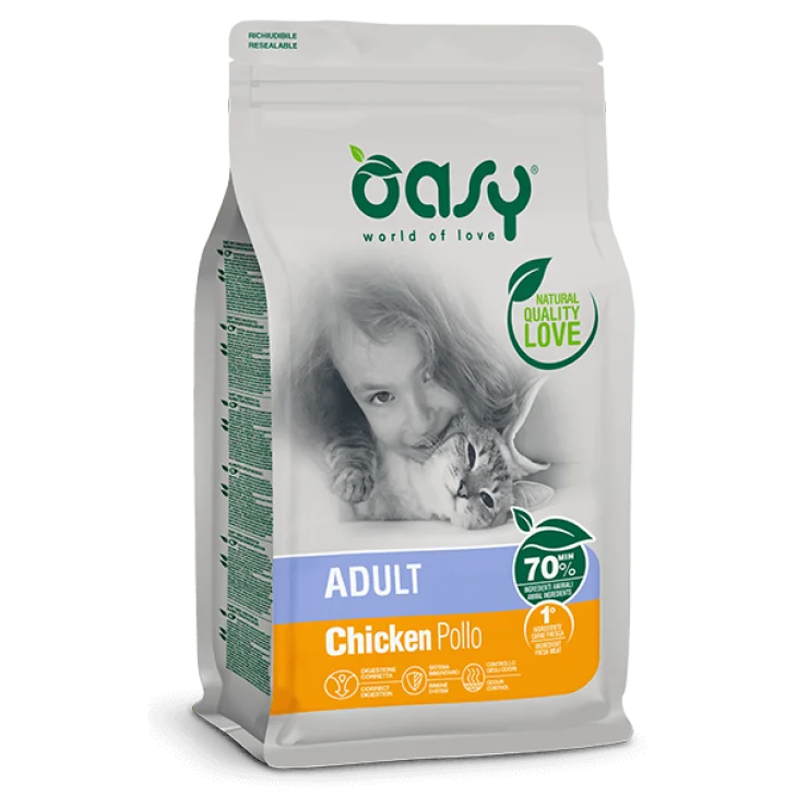 Oasy Dry Cat Adult Chicken Alimento Completo per Gatti Adulti Gusto Pollo 1,5 kg