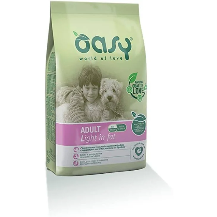 Oasy Adult Light in Fat Cibo Secco per Cani Adulti Gusto Pollo 3 kg