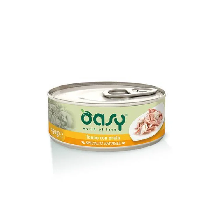 Oasy Tonno con Orata Specialità Naturali Cibo umido per gatti in lattina 150 g