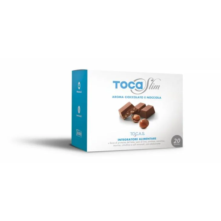 Tocas Tocaslim Integratore per Dimagrire Gusto Cioccolato e Nocciole 20 bustine