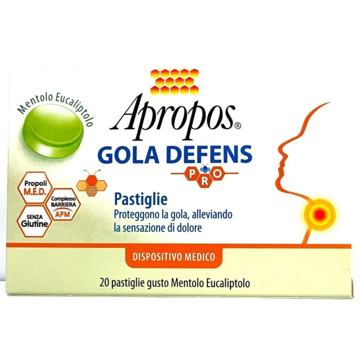 Apropos Gola Defence Pro Integratore per la Gola Gusto Menta Senza Zuccheri 20 pastiglie