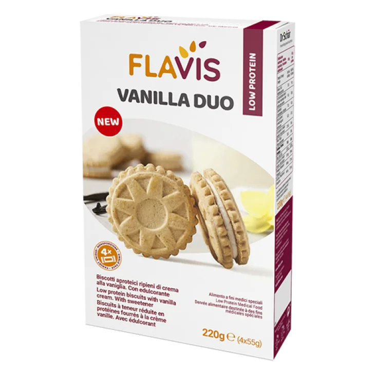 Flavis Vanilla Duo Biscotti Aproteici Ripieni di Vaniglia 220 g