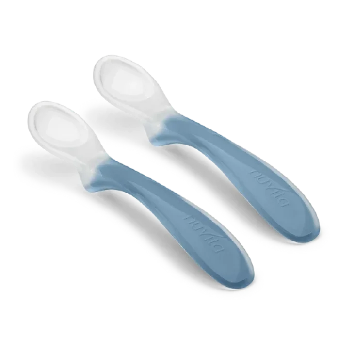 Nuvita Set Cucchiaini in Silicone 6M+ Colore Powder Blu 2 pezzi