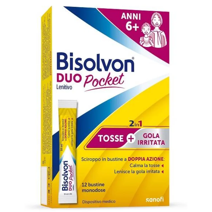 Bisolvon Duo Pocket Lenitivo Sciroppo per la Gola New 12 bustine