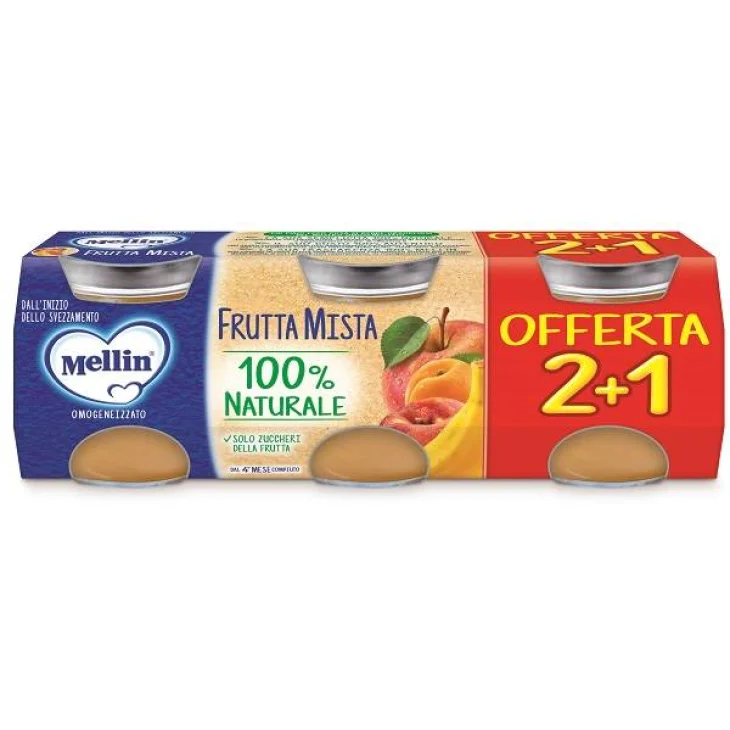 Mellin Omogeneizzato Gusto Frutta Mista 3 vasetti da 100 g