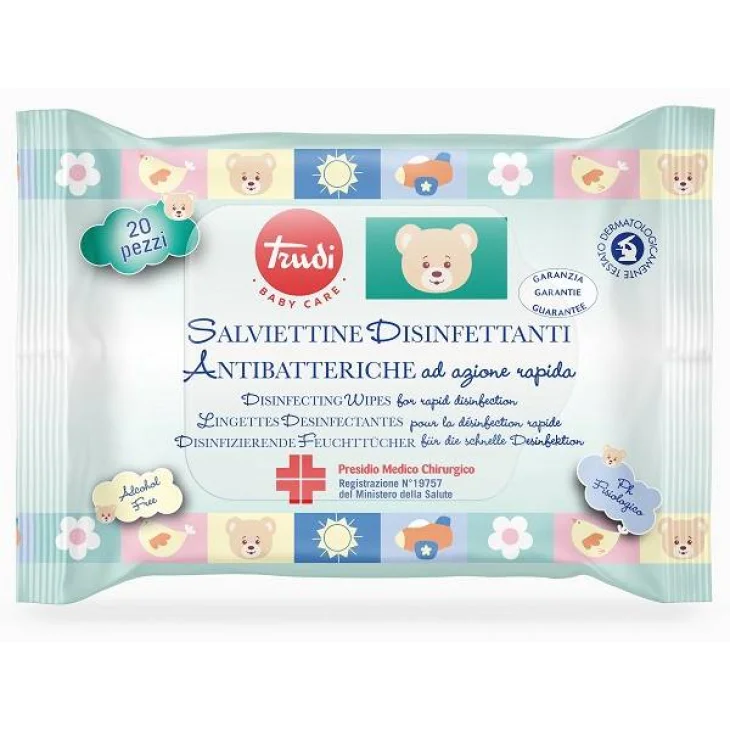 Trudi Baby Care Salviettine Disinfettanti Antibatteriche Azione Rapida 20 pezzi
