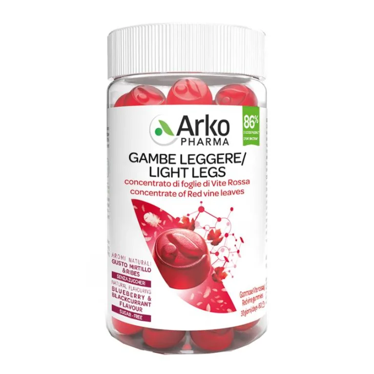 ArkoGummies Gambe Leggere Integratore per la circolazione con Vite Rossa 60 pastiglie gommose