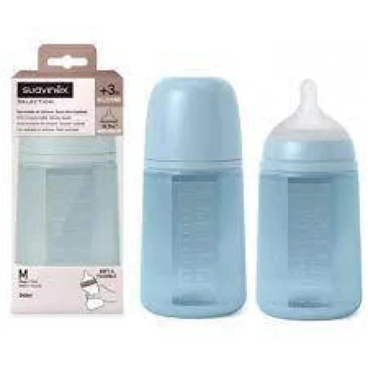 Suavinex Color Essence Biberon in Silicone Flusso Medio Colore Acqua 240 ml