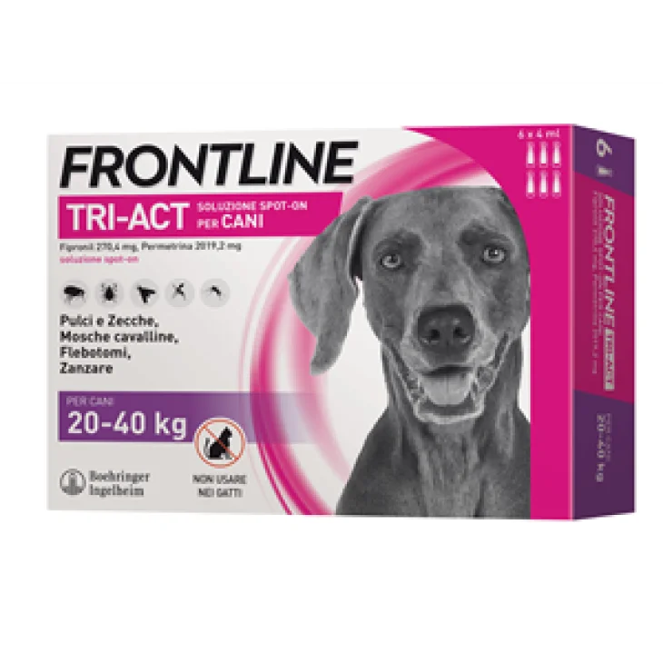 Frontline Tri-Act Spot-on Antiparassitario per Cani da 20 a 40 Kg 6 pipette