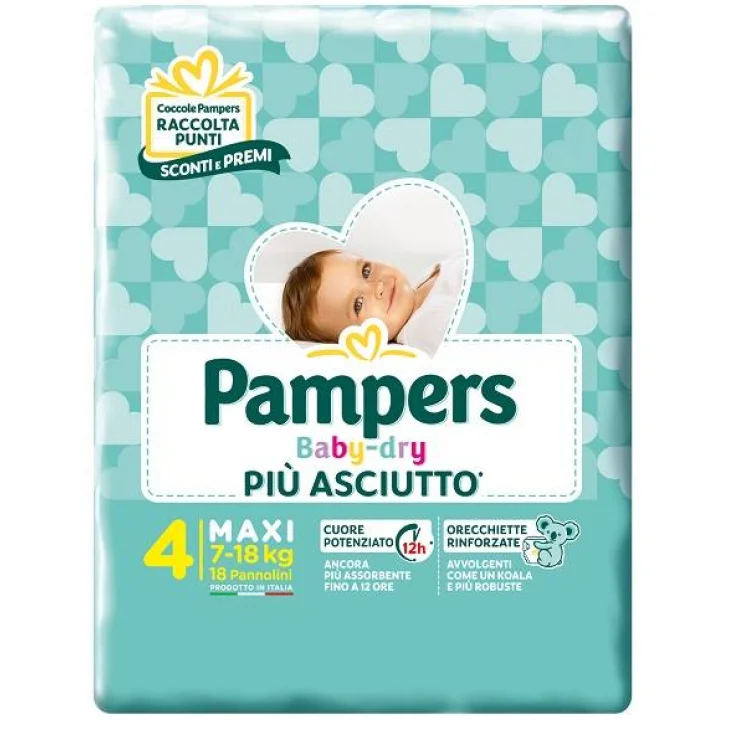 PAMPERS BABY DRY PANNOLINI DOWNCOUNT MAXI 18 PEZZI