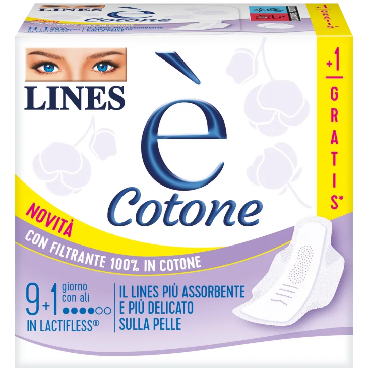 Lines é Cotone Assorbenti Giorno in Lactifless con Ali 10 pezzi