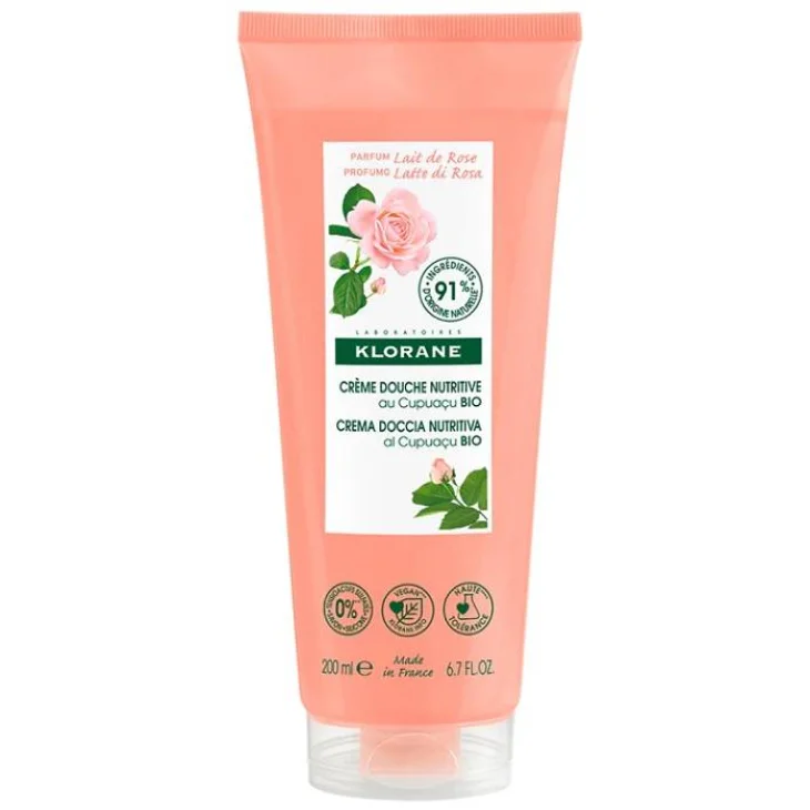 Klorane Crema Doccia Nutritiva Al Cupuaçu bio profumo latte di rosa 200 ml