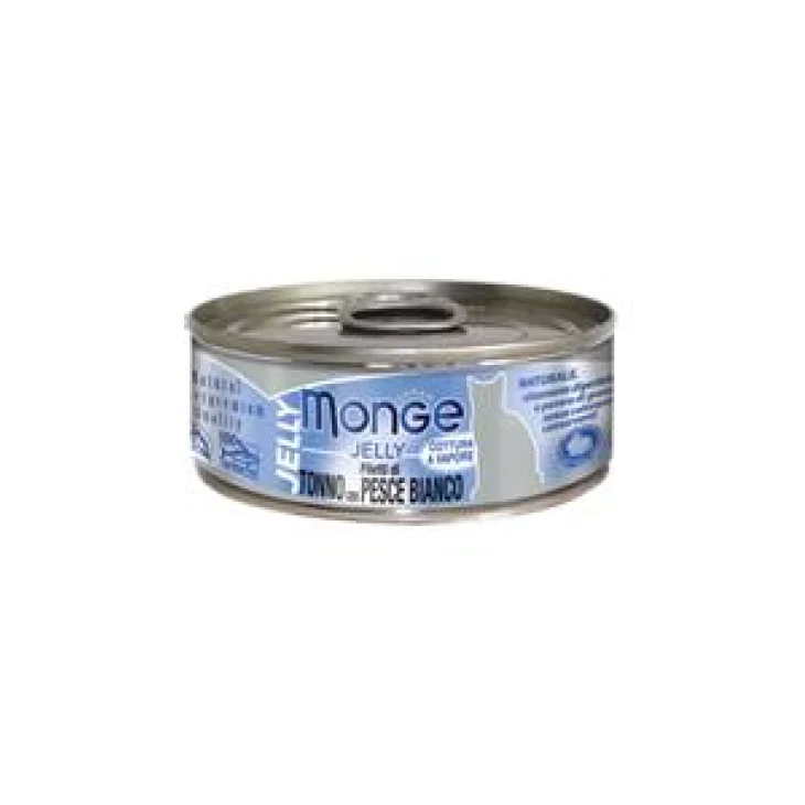 Monge Jelly Cibo Umido per Gatti con Filetti di Tonno e Pesce Bianco 80 g