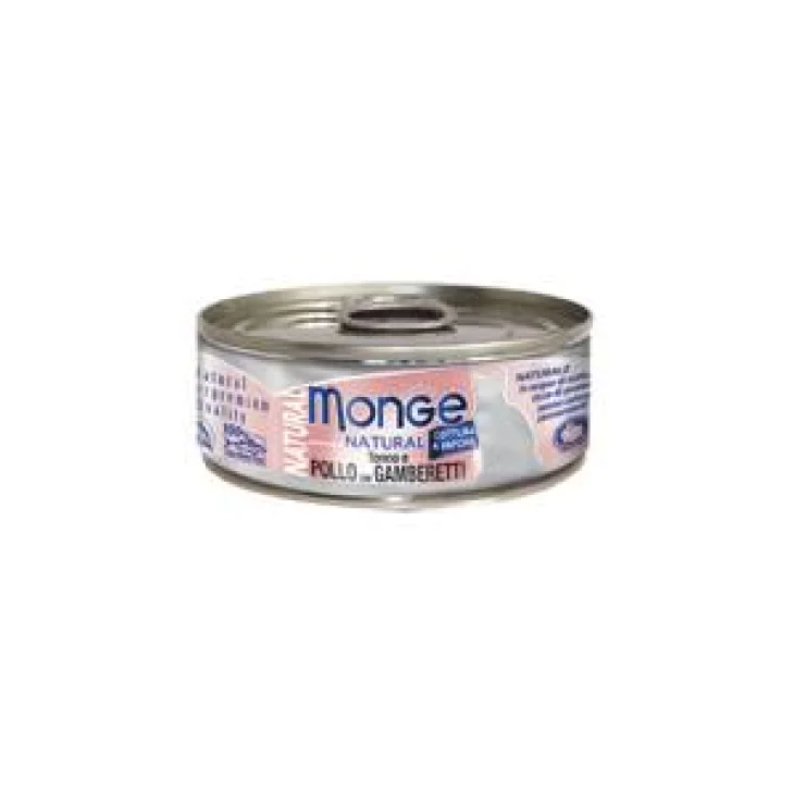 Monge Natural Cibo umido per gatti al gusto Tonno Pollo e Gamberetti 80 g