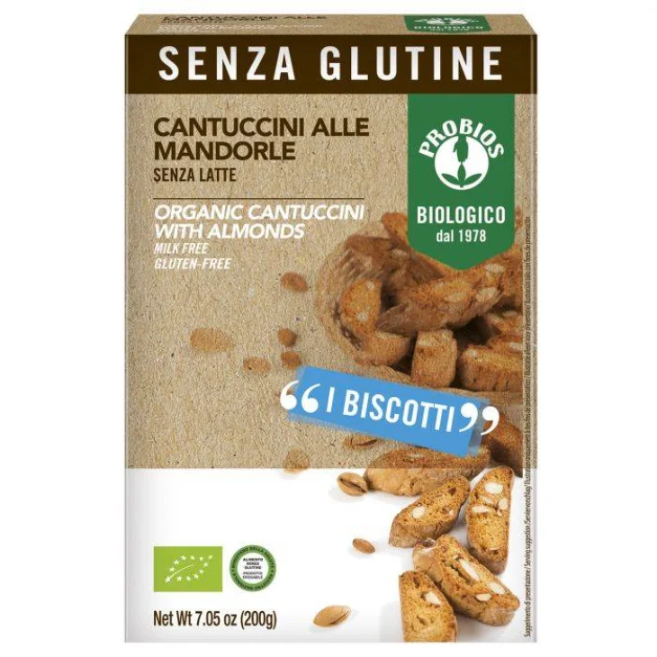 Probios Cantucci alle Mandorle Prodotto senza glutine e senza latte 200 g