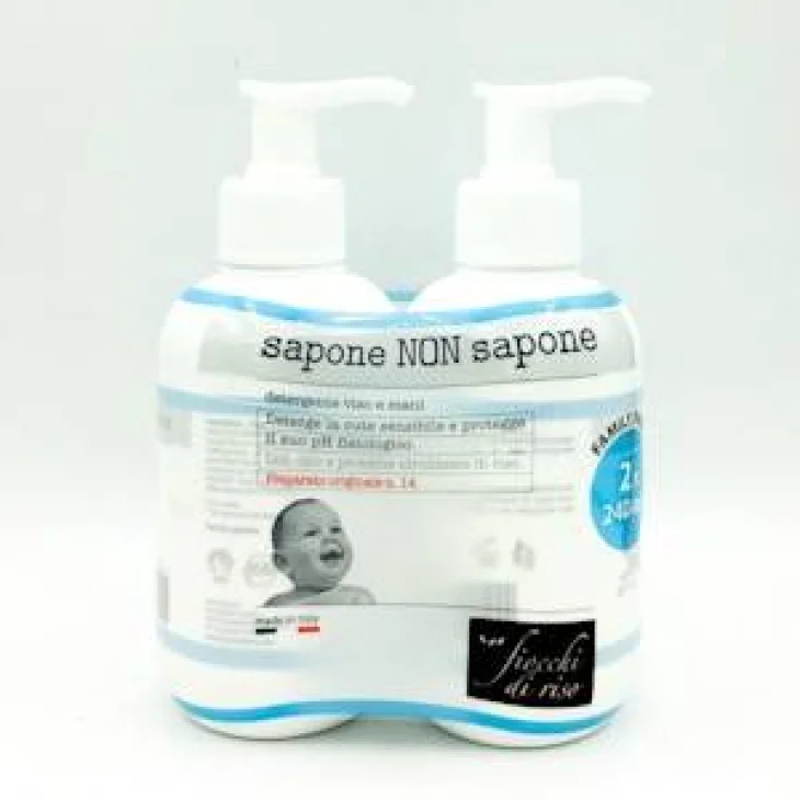 Bipack Fiocchi Di Riso Sapone Non Sapone Detergente Mani E Viso 240 ml + 240 ml