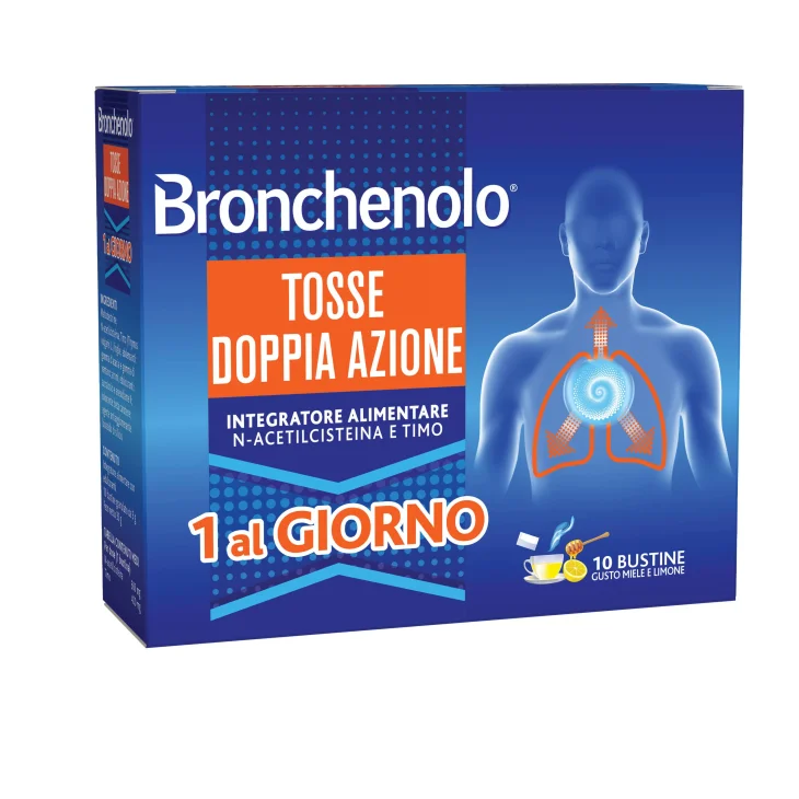 Bronchenolo Tosse Doppia Azione per per Tosse Secca e Grassa Gusto Miele e Limone 10 bustine