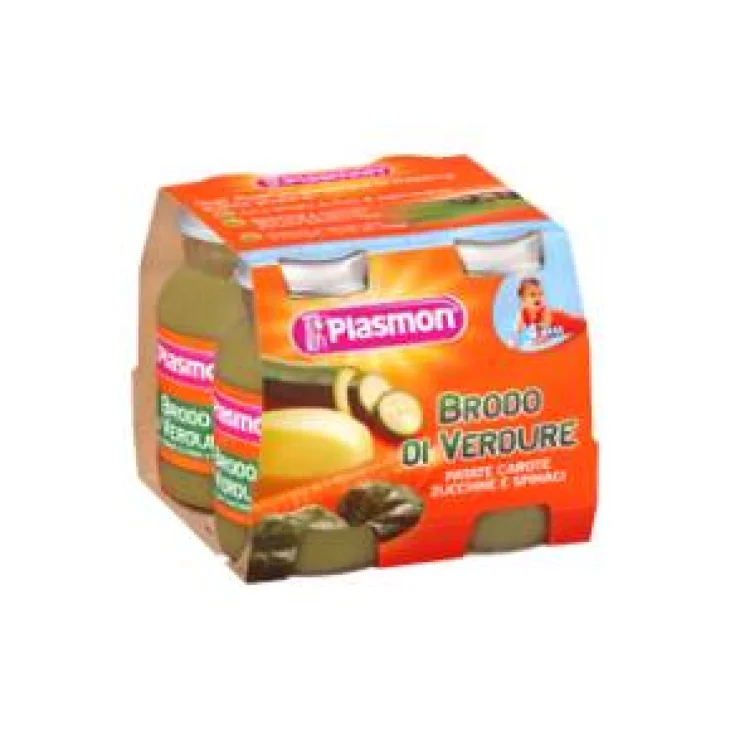 Plasmon Brodo di Verdure Patate Carote Zucchine e Spinaci 4 x 125 ml