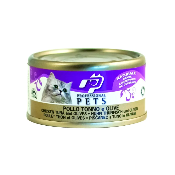 Professional Pets Cibo Umido per gatti Pollo Tonno e Olive 70 g