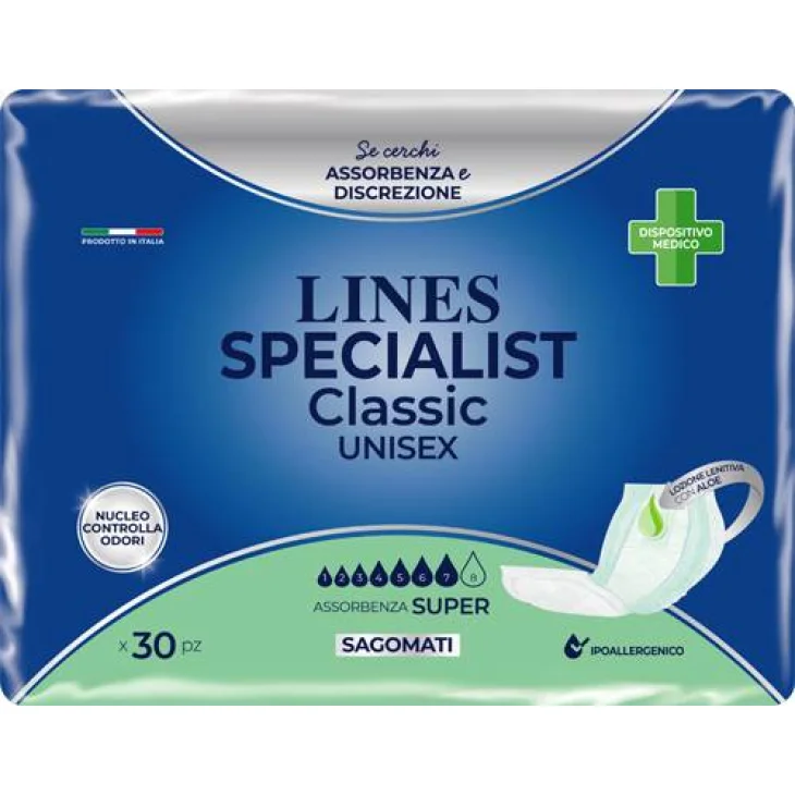 Lines Specialist Classic Unisex Pannolone Sagomato Super 30 Pezzi