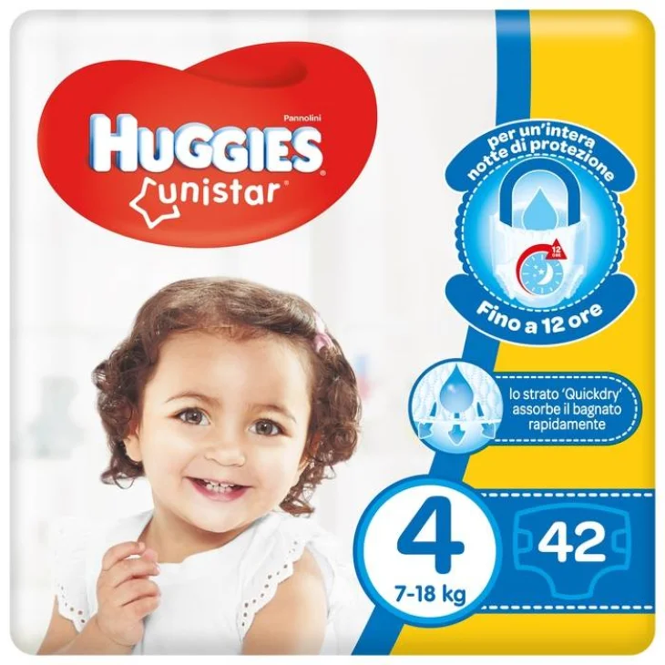 Huggies Unistar Pannolino per Bambini Taglia 4  (7-18kg) 42 pezzi