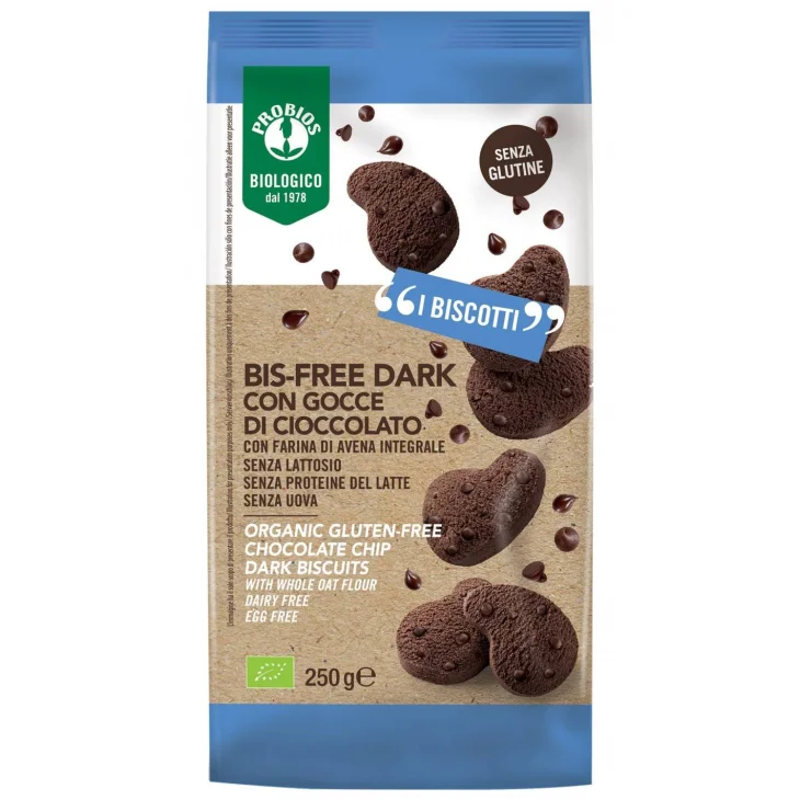 Probios Biscotto Bis-Free Dark Gocce Di Cioccolato Senza Glutine 250 G