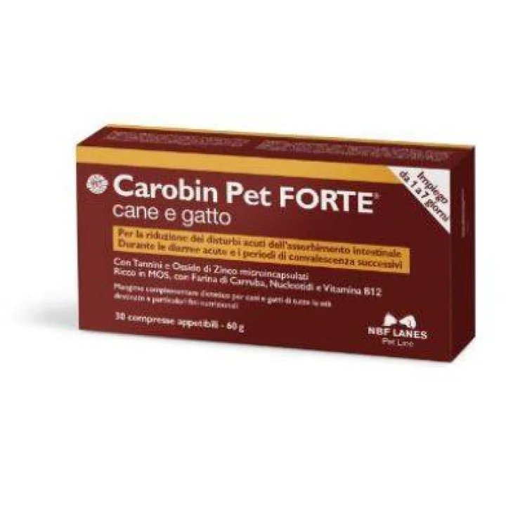 Carobin Pet Forte Integratore per cani e gatti per benessere intestinale 30 compresse
