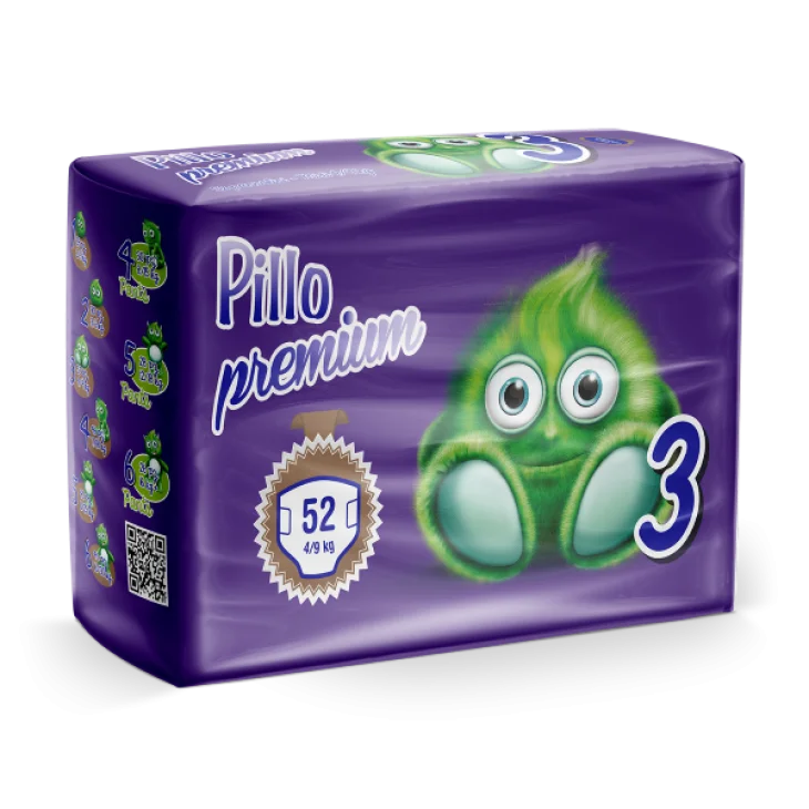 Pillo Premium Pannolini Midi Taglia 3 4-9 Kg 52 Pezzi