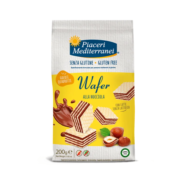 Piaceri Mediterranei Wafer Alla Nocciola Formato Quadrato Senza Glutine 200 g