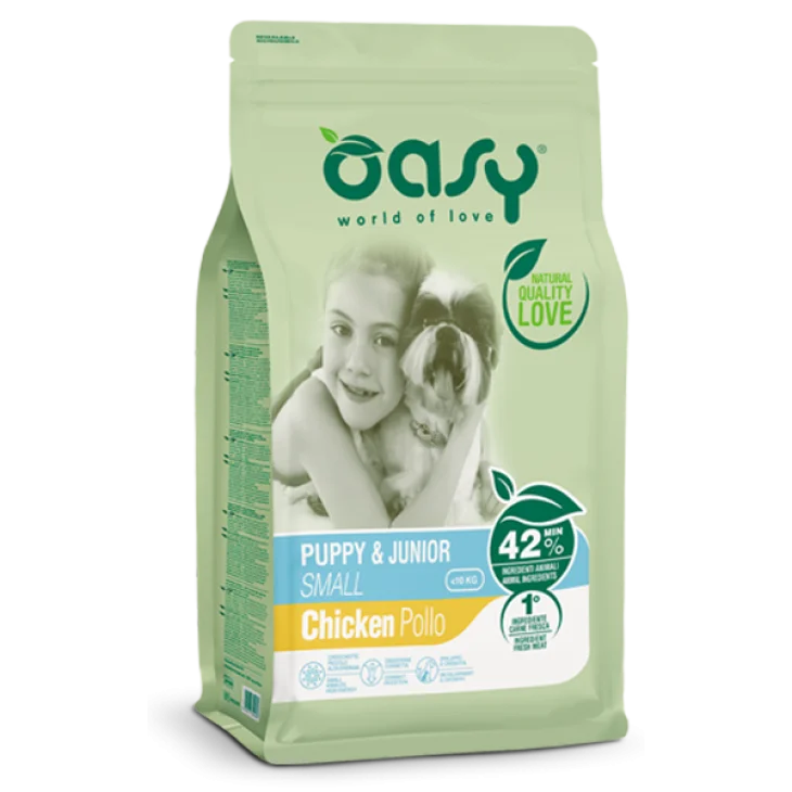 Oasy Puppy & Junior Small Cibo Secco per Cani di Taglia Piccola Gusto Pollo 1 kg