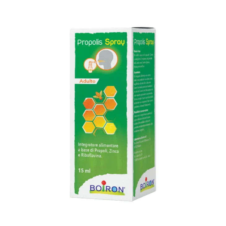Boiron Propolis Spray per Adulti con Propoli per Mal di Gola 15 ml