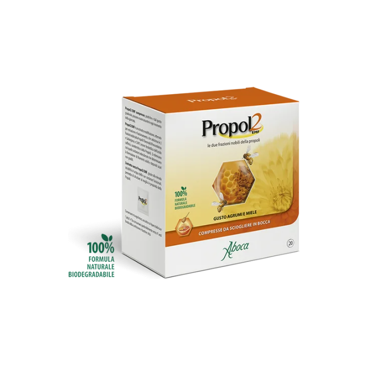 Aboca Propol2 EMF Adulti Integratore per il Mal di Gola a base di Propoli 20 compresse