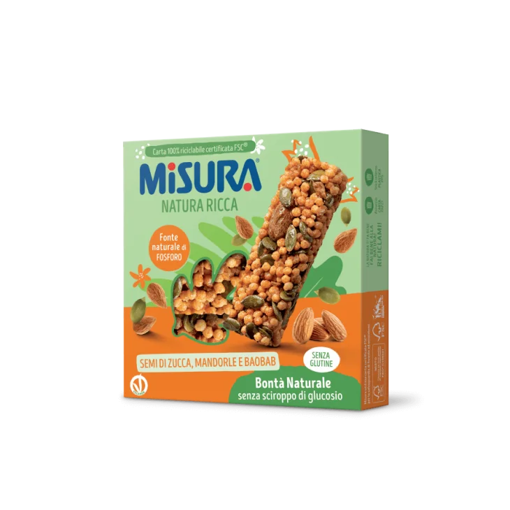 Misura Natura Ricca Barretta Semi di Zucca Mandorle e Baobab Senza Glutine 75 g